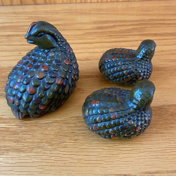 Vintage Quail Bird Ceramic 3-Count Home Decor Figurines - Picture 9 of 11